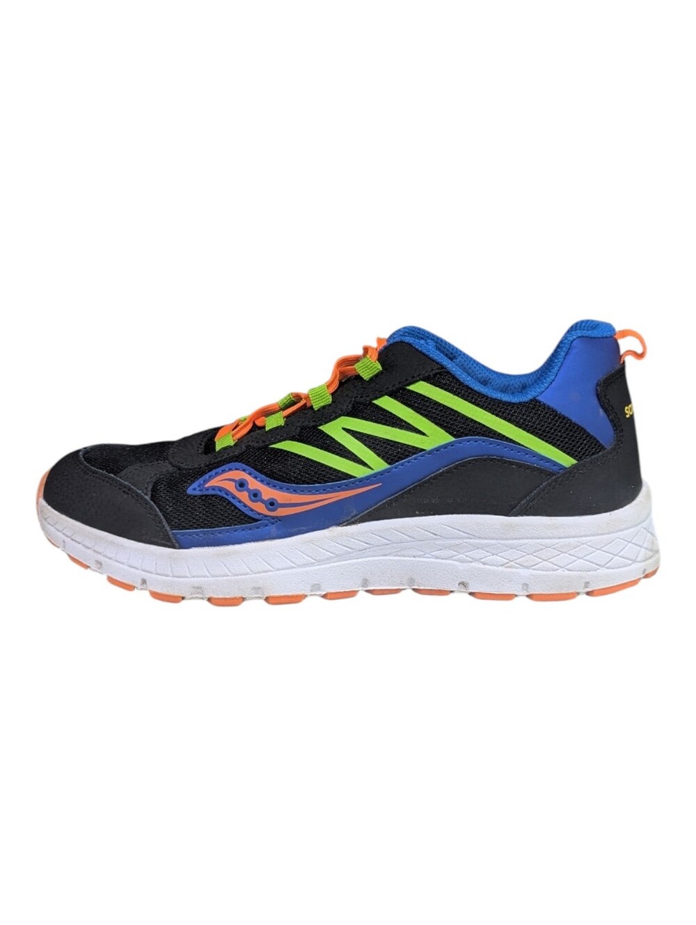 Saucony Big Kids Cohesion 14 Sneaker Run Black Green Orange Blue Boys Size 5.5